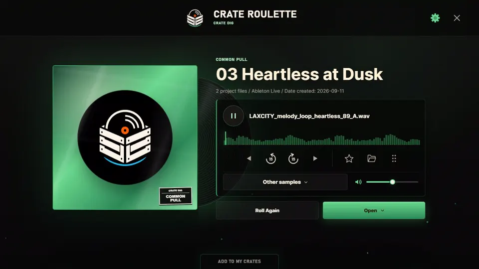 Actual LAXCITY sample playback captured from Crate Dig